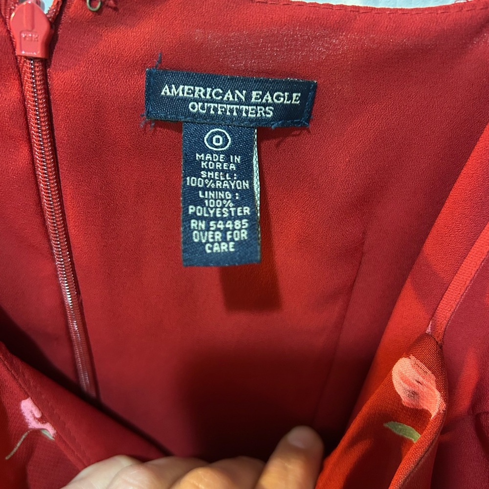 American Eagle Outfitters Red Floral Romantic Dress Size 0 - Picture 5 of 9